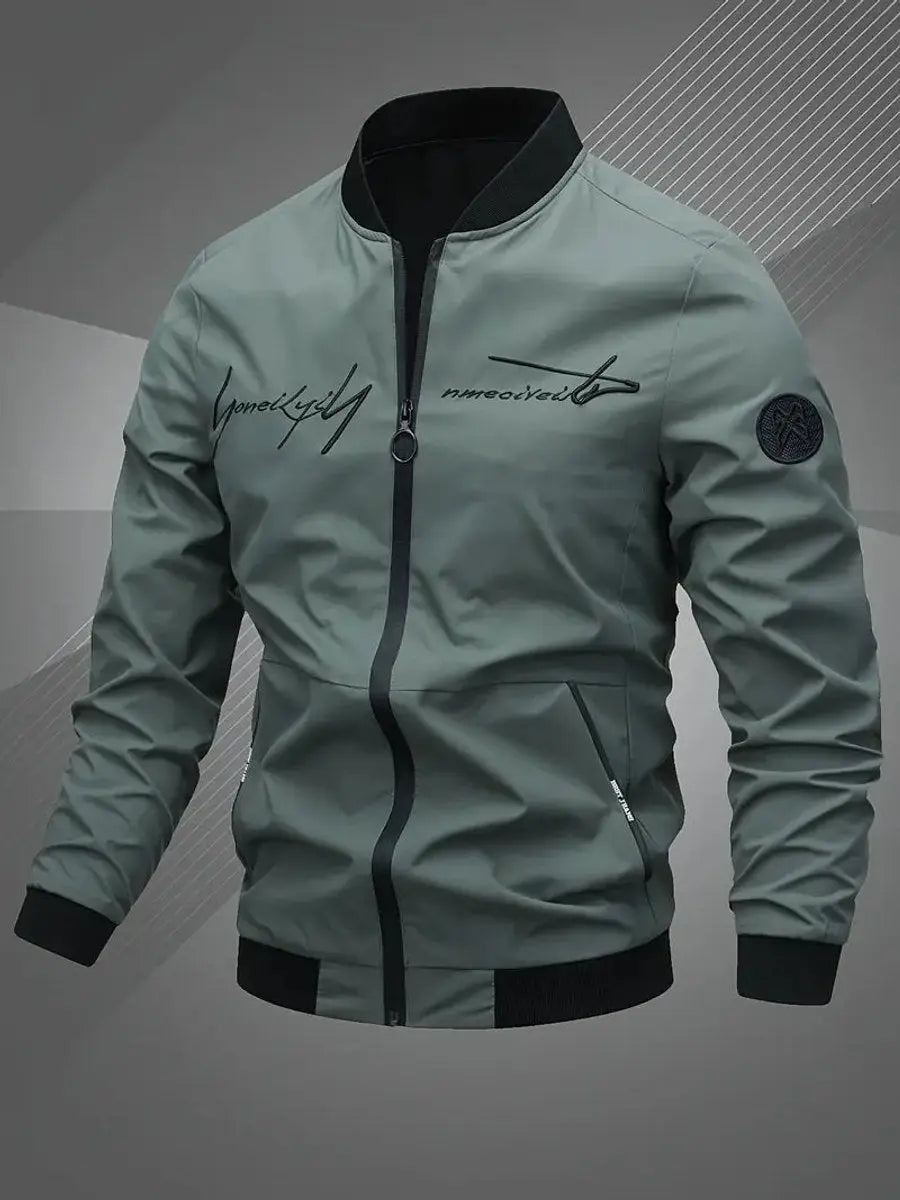 Mens Bomber Jacket Lightweight Zip-Up Baseball Collar Outerwear