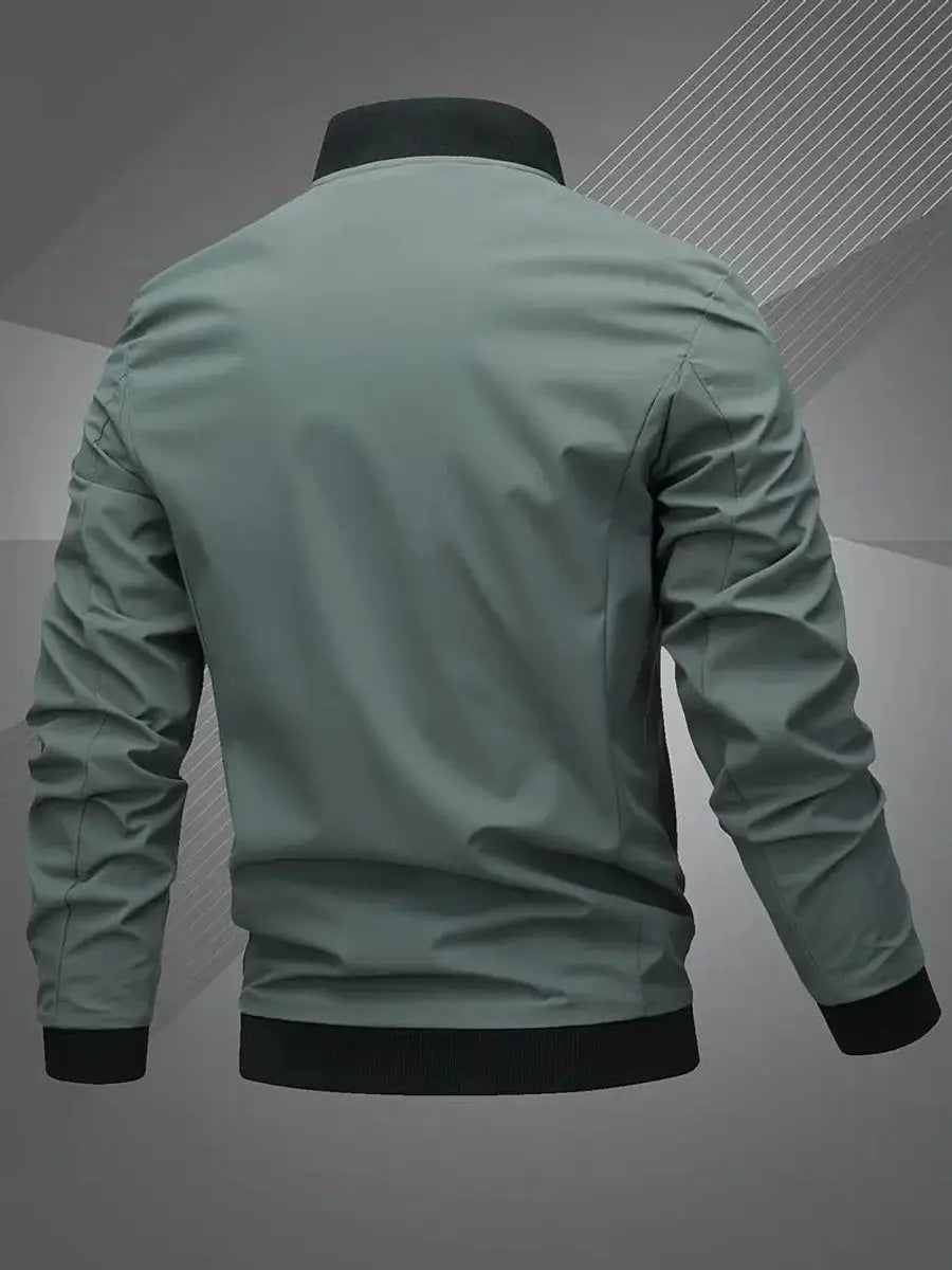 Mens Bomber Jacket Lightweight Zip-Up Baseball Collar Outerwear