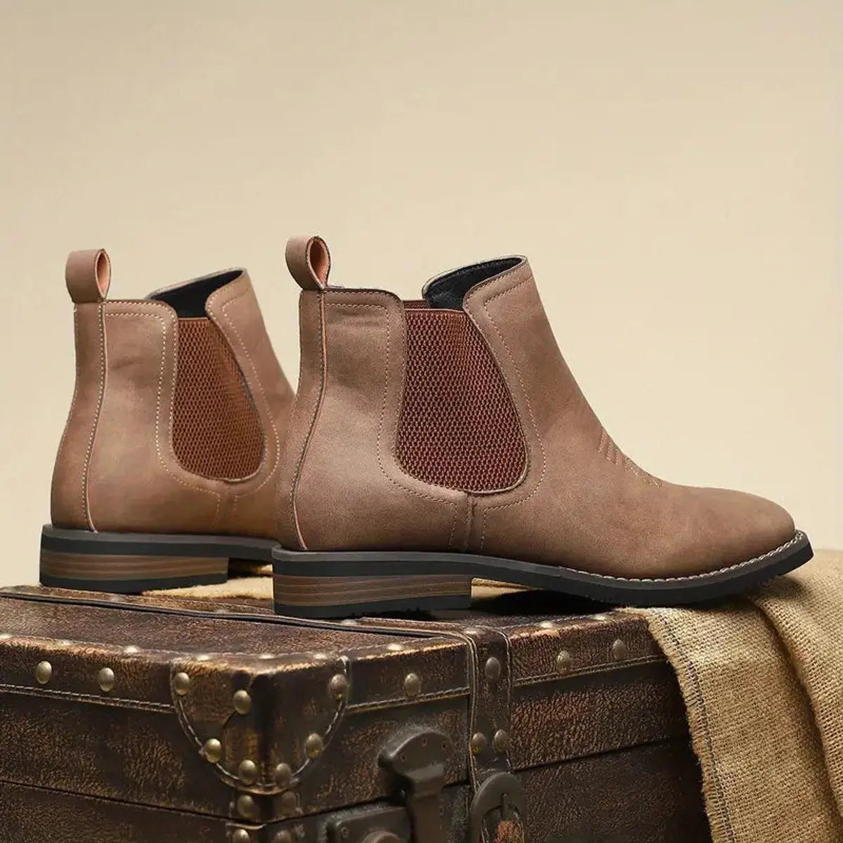 Men's Boots Chelsea Slip-On Western-Stitch Ankle Boots