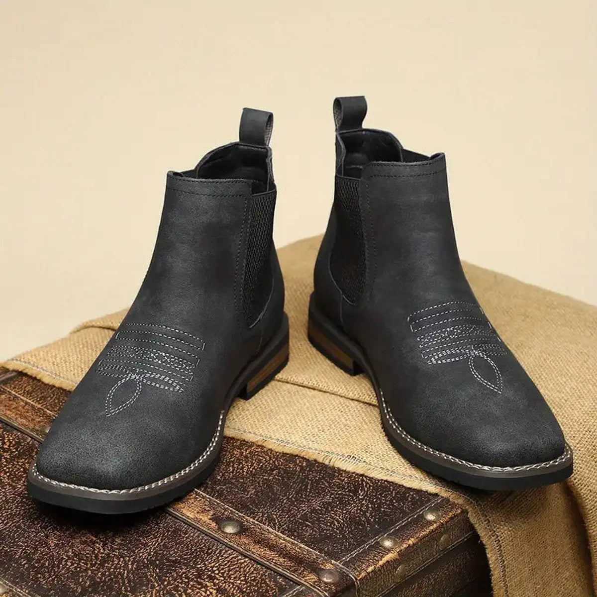 Men's Boots Chelsea Slip-On Western-Stitch Ankle Boots