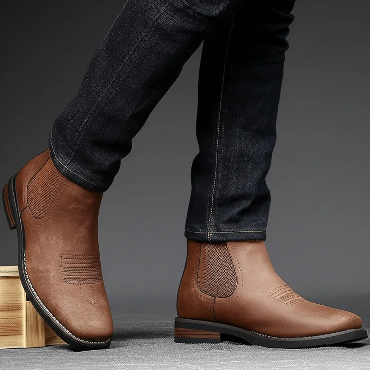 Men's Boots Chelsea Slip-On Western-Stitch Ankle Boots