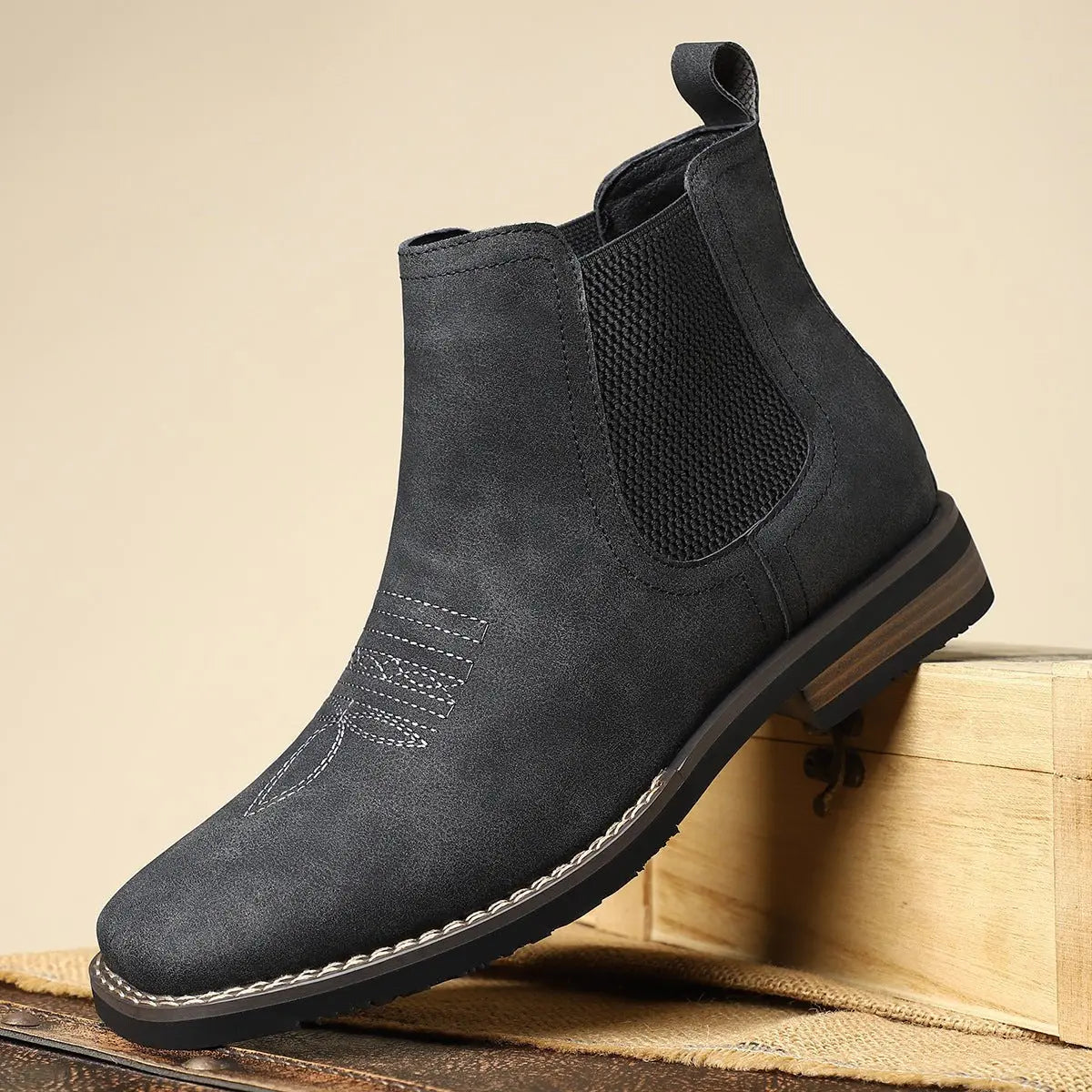Men's Boots Chelsea Slip-On Western-Stitch Ankle Boots