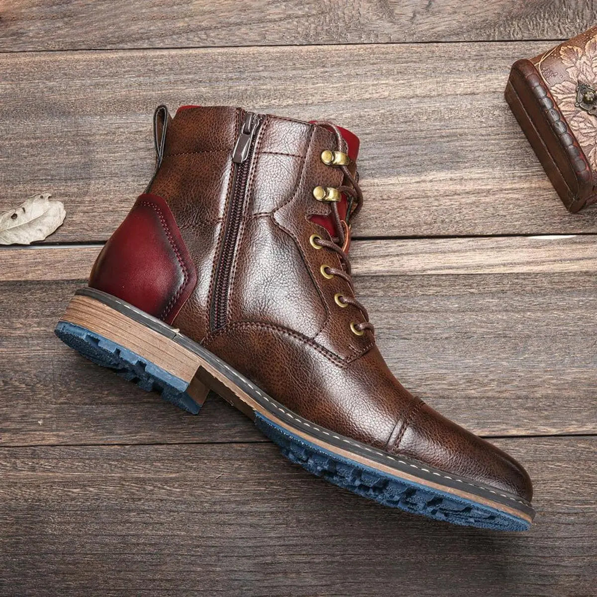 Men's Boots Leather Lace-Up Oxford Ankle Boots