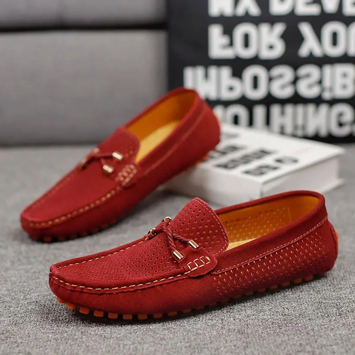 Men's Breathable Suede Slip-On Driving Loafers