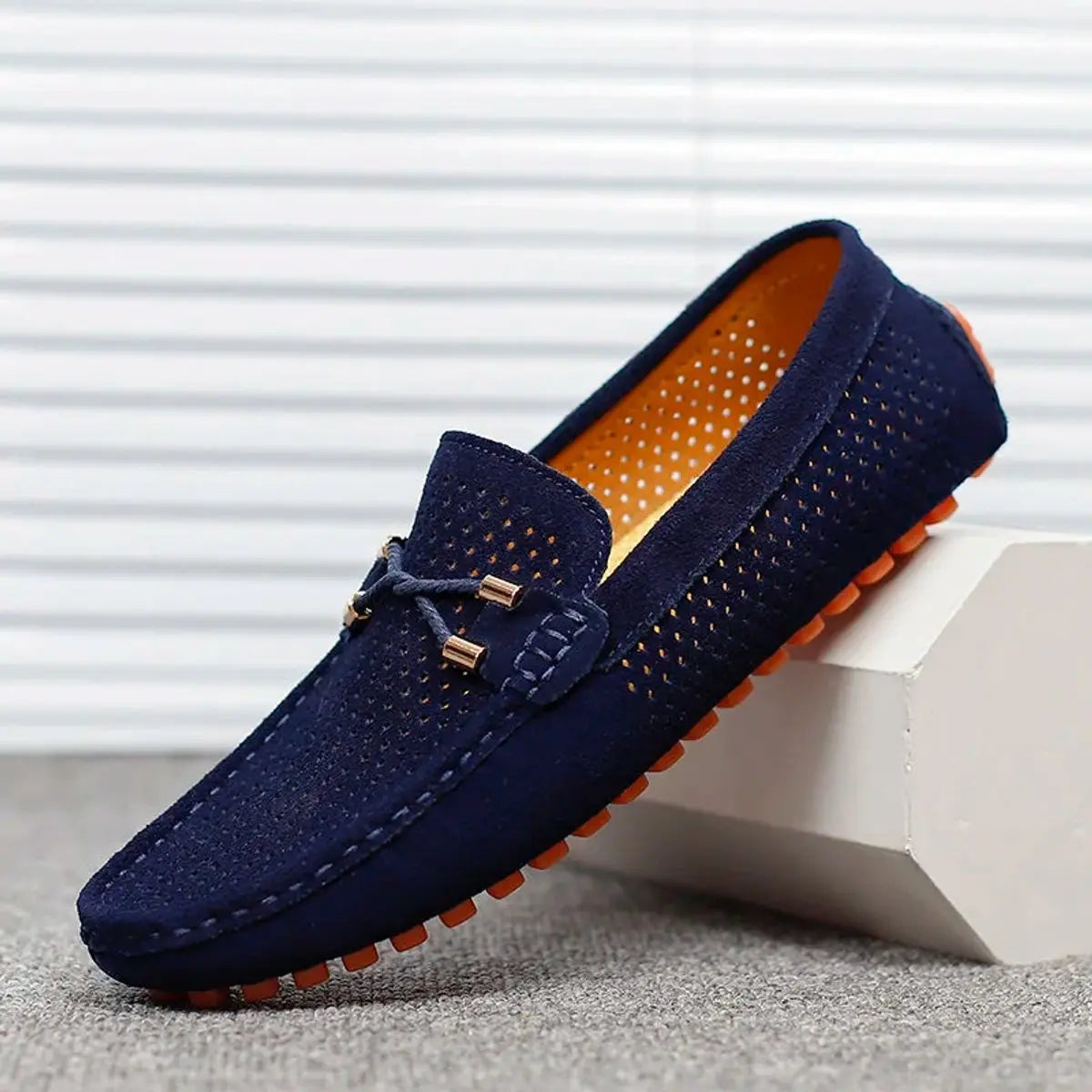 Men's Breathable Suede Slip-On Driving Loafers - Blue