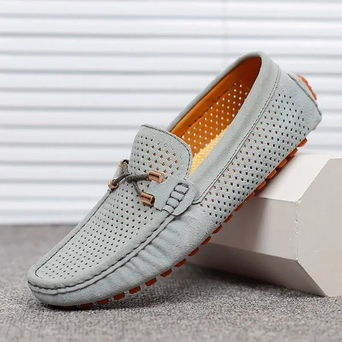 Men's Breathable Suede Slip-On Driving Loafers - Grey