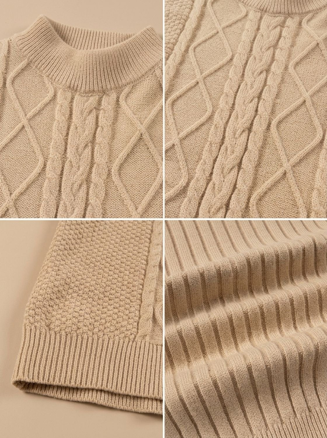 Men's Cable-Knit Mock-Neck Regular-Fit Jumper