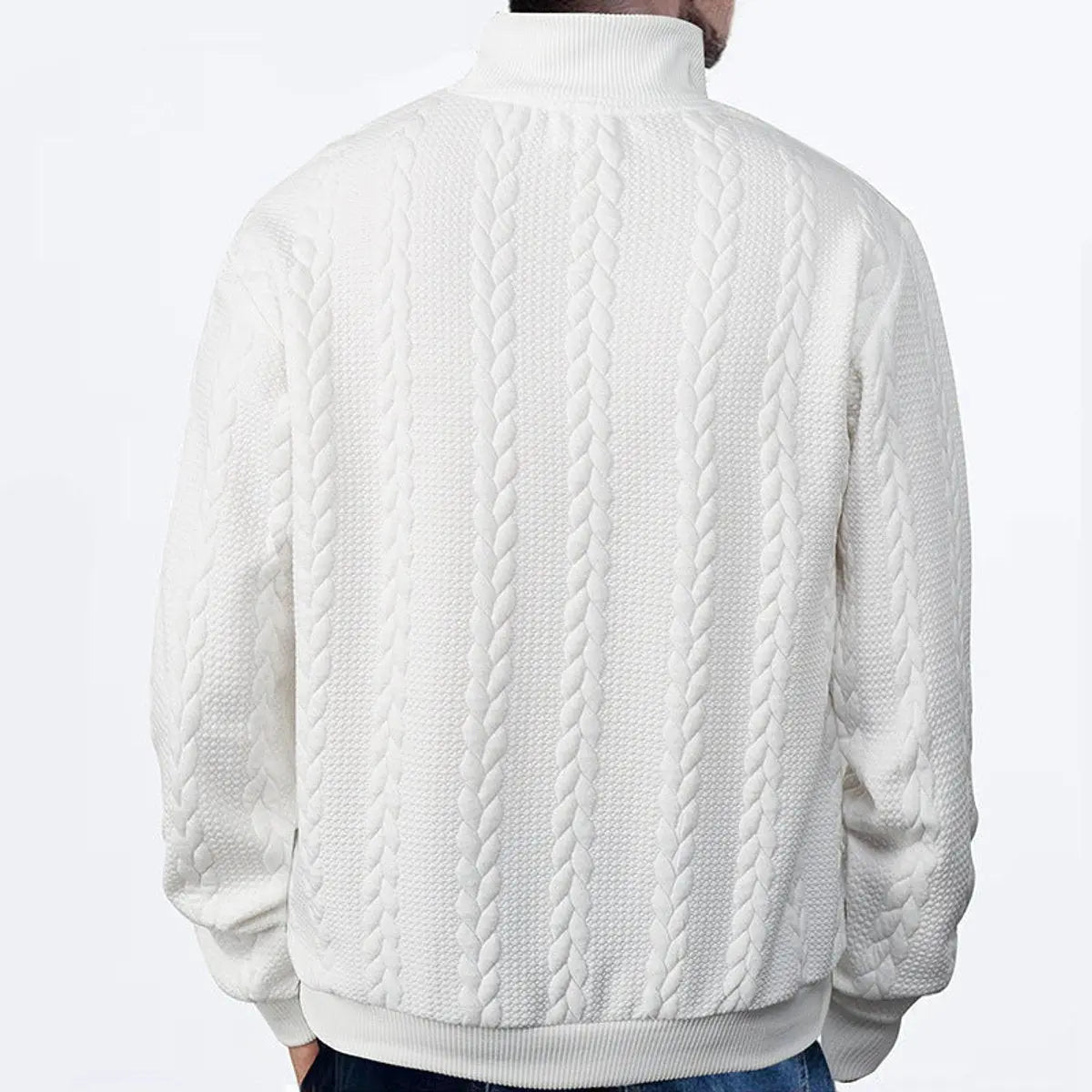 Men's Cable-Knit Quarter-Zip Pullover Mens Knit Sweater