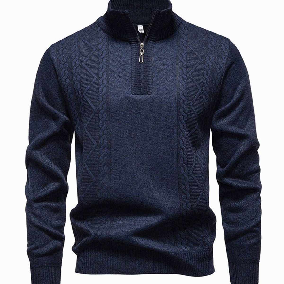 Men's Cable-Knit Quarter-Zip Stand-Collar Jumper