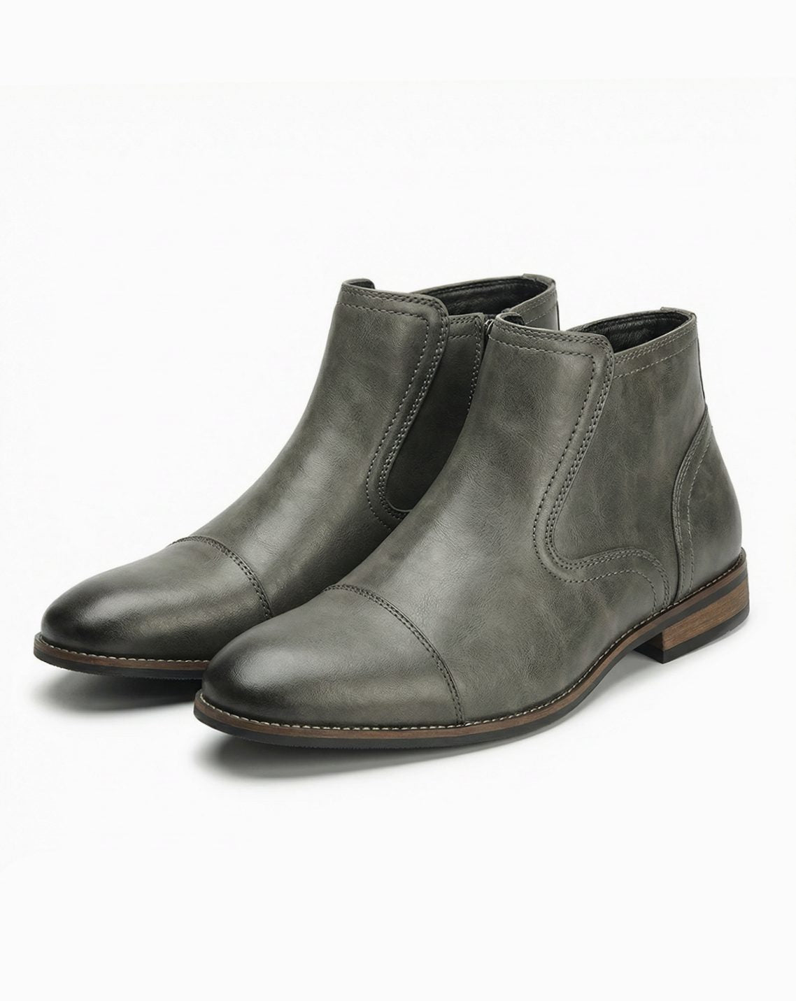 Men's Cap Toe Side-Zip Chelsea Boots - Black