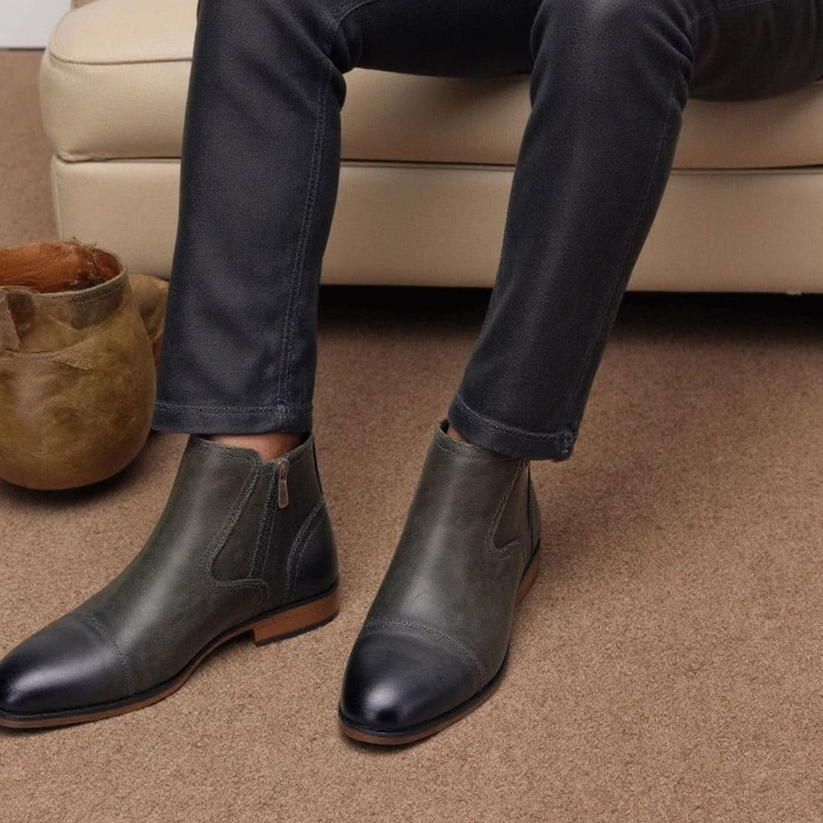 Men's Cap Toe Side-Zip Chelsea Boots