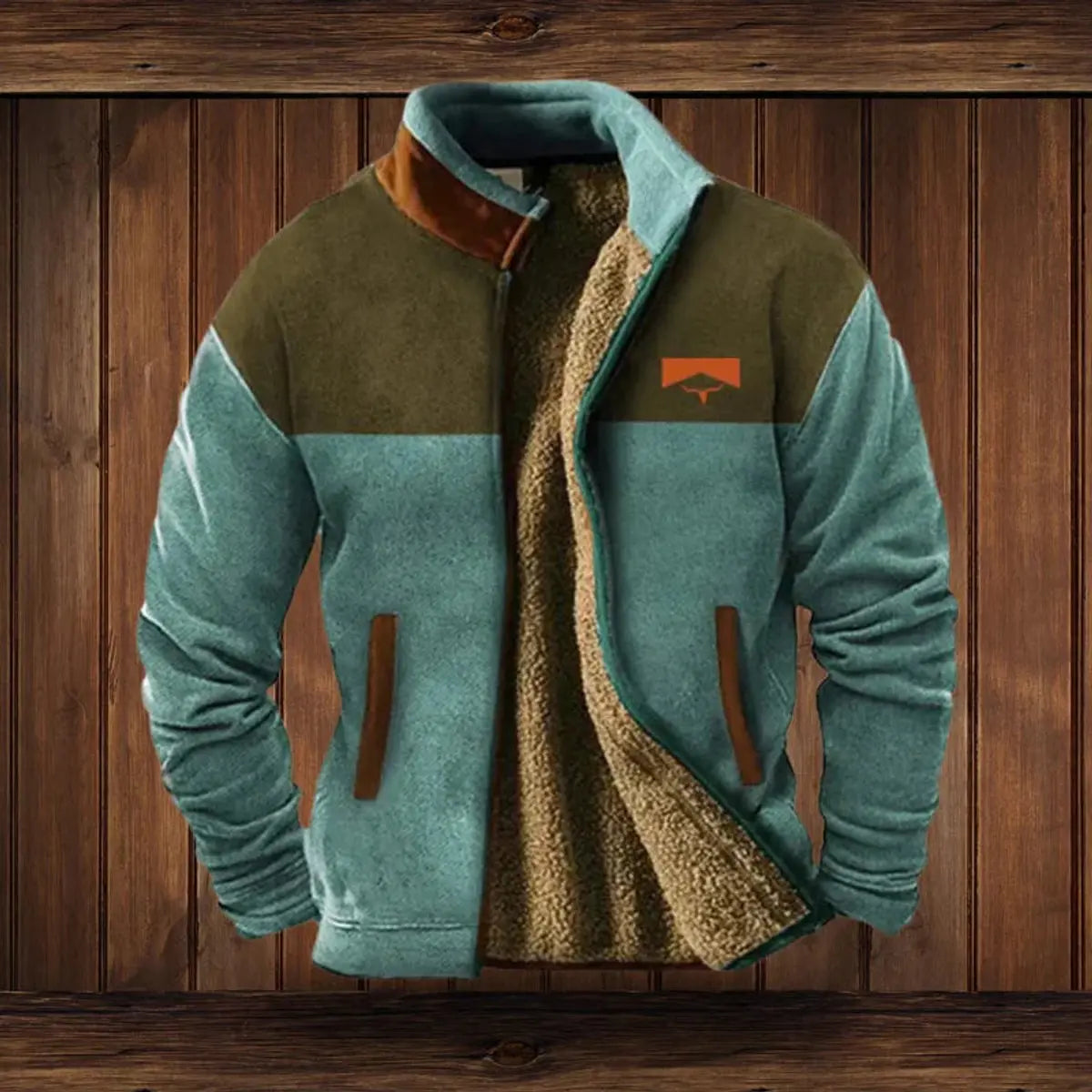 Mens Cardigan Fleece-Lined Zip-Up Western Aztec Print Jacket - Blue
