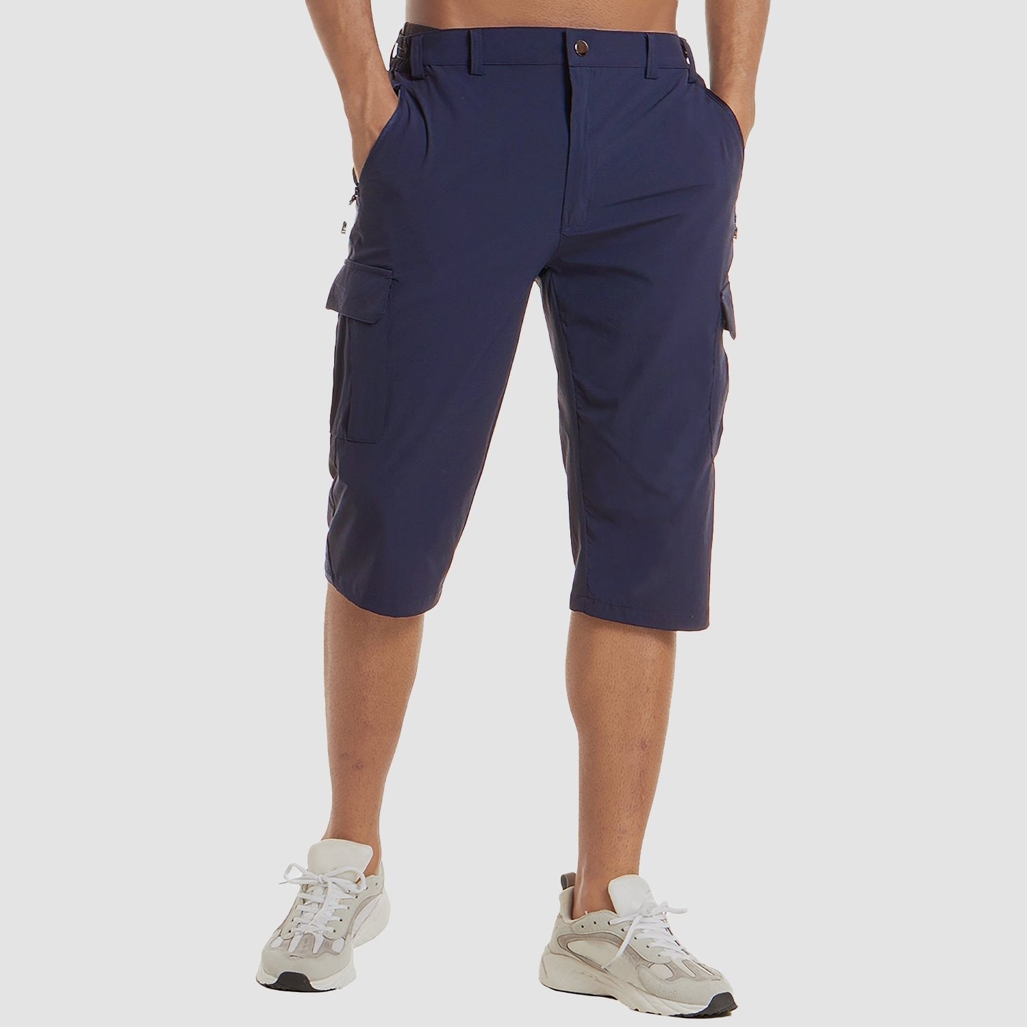 Men's Cargo Shorts Knee Length Multi Pocket - Dark Blue