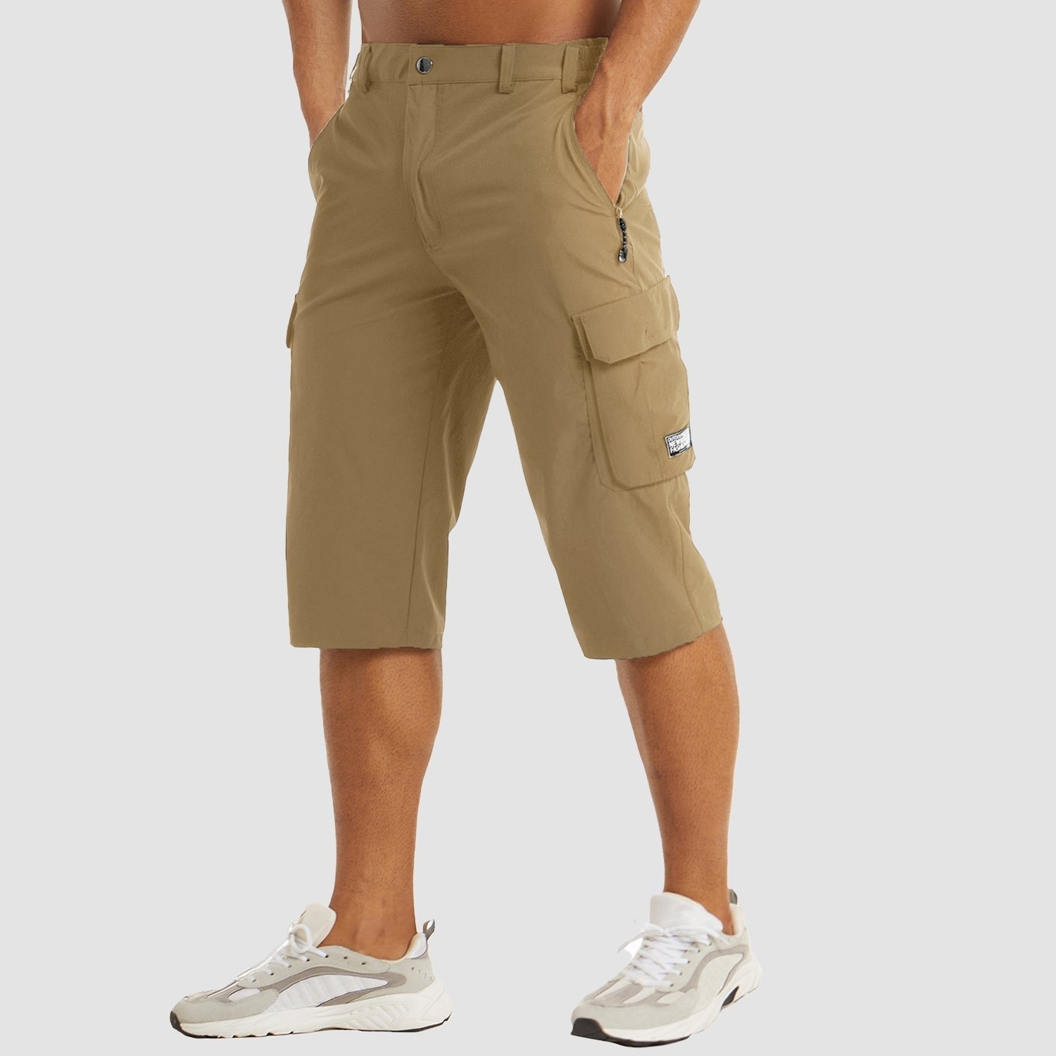 Men's Cargo Shorts Knee Length Multi Pocket - Khaki