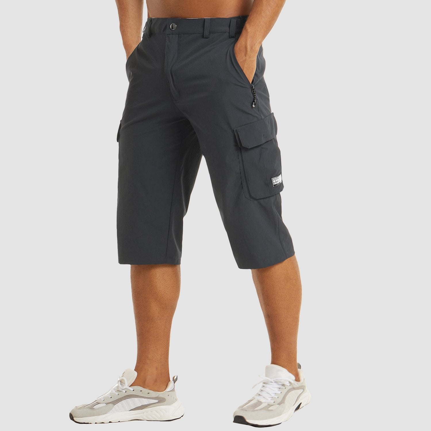 Men's Cargo Shorts Knee Length Multi Pocket - Dark Gray