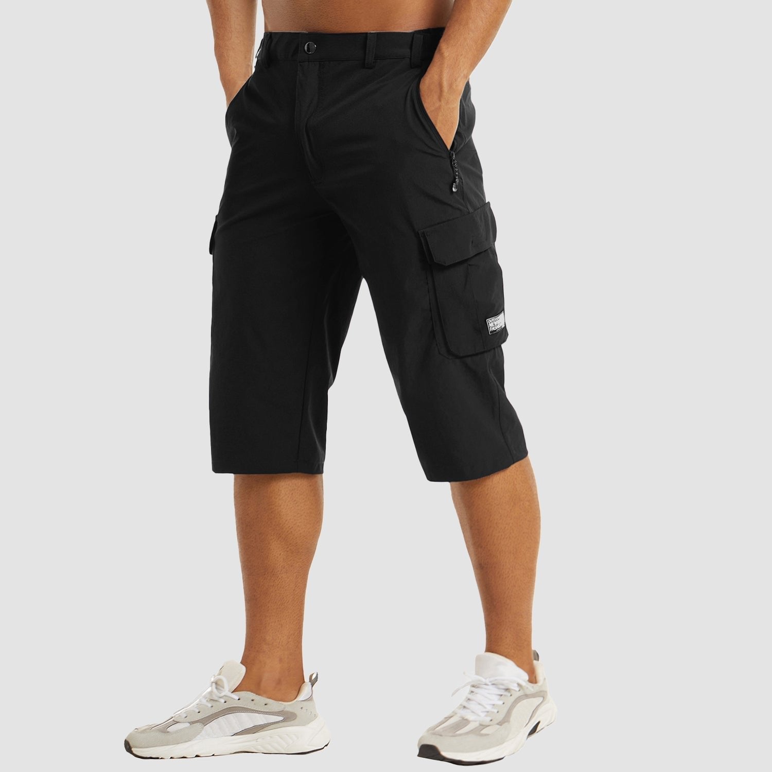 Men's Cargo Shorts Knee Length Multi Pocket - Black
