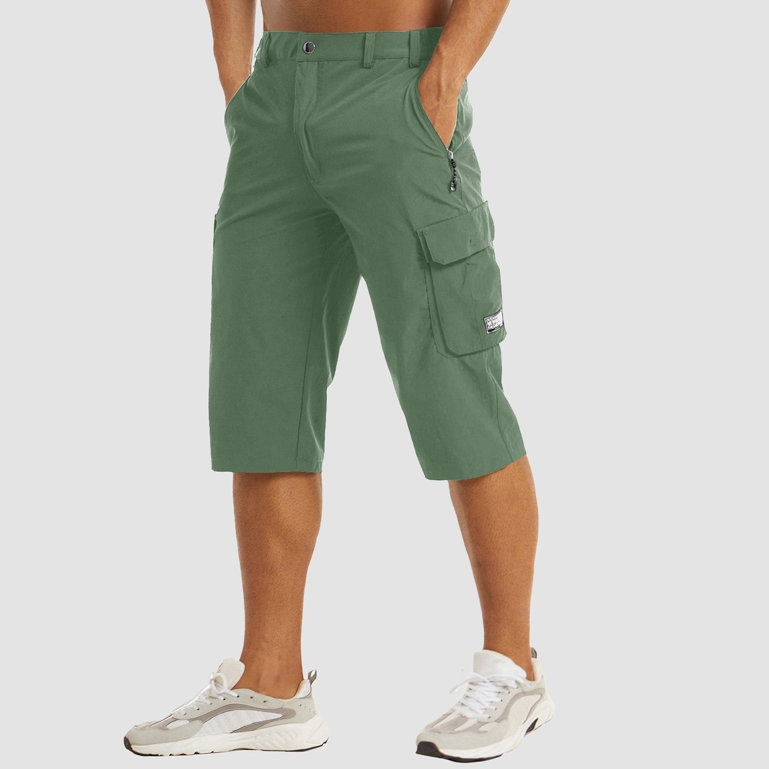 Men's Cargo Shorts Knee Length Multi Pocket - Green