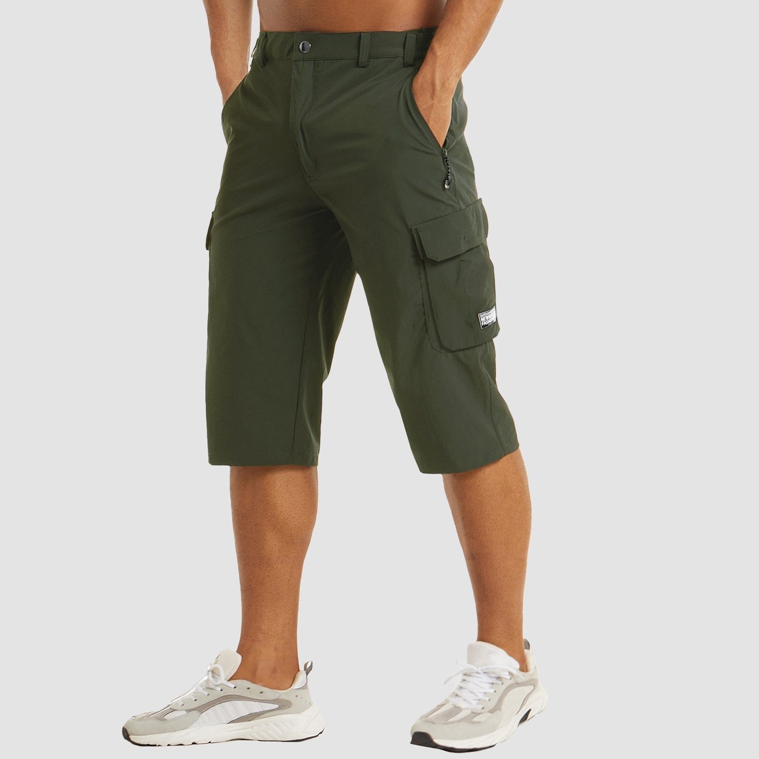 Men's Cargo Shorts Knee Length Multi Pocket - Dark Green