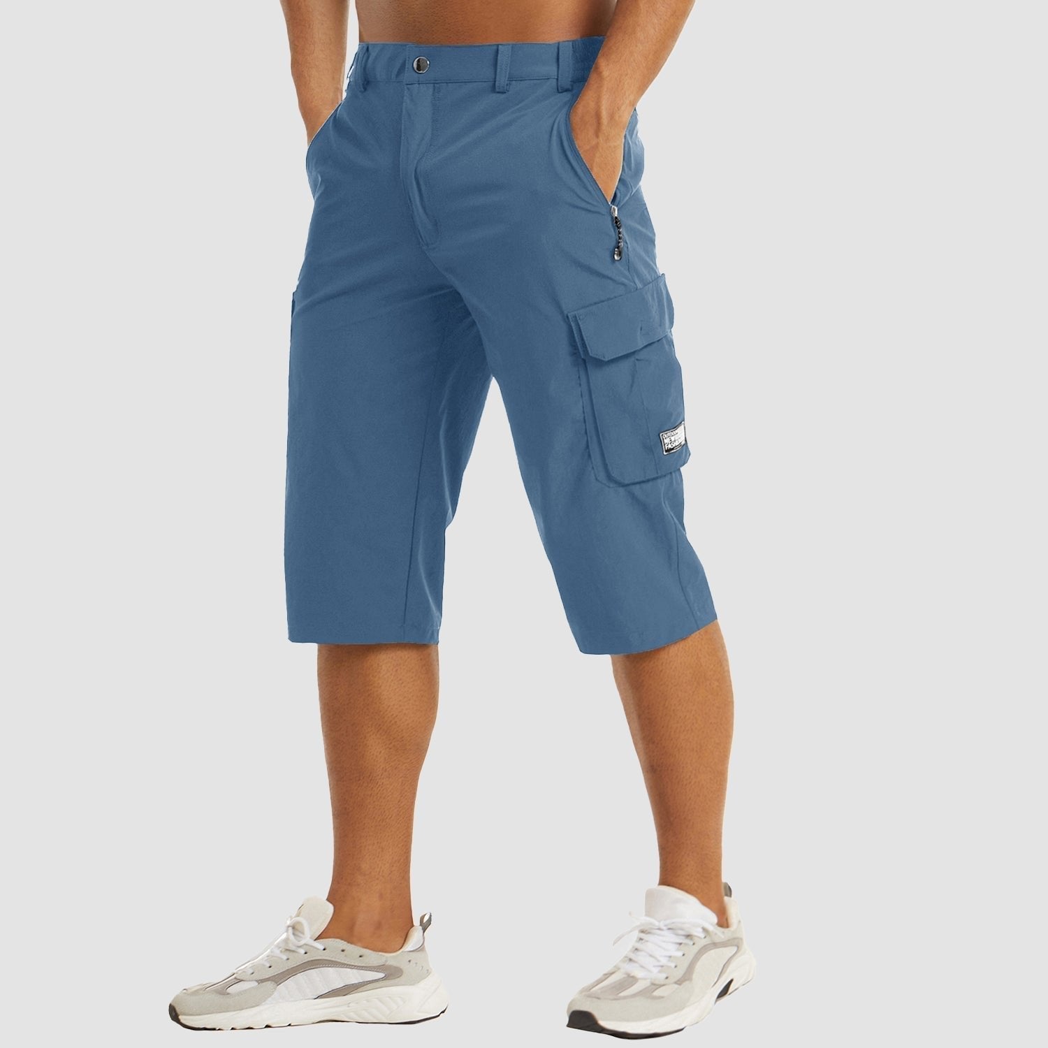 Men's Cargo Shorts Knee Length Multi Pocket - Light Blue