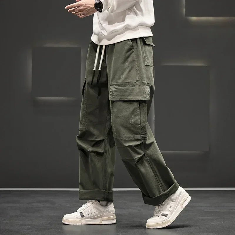 Men's Cargo Trousers Multiple Pockets Straight Leg - Green