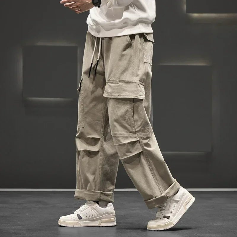 Men's Cargo Trousers Multiple Pockets Straight Leg - Beige