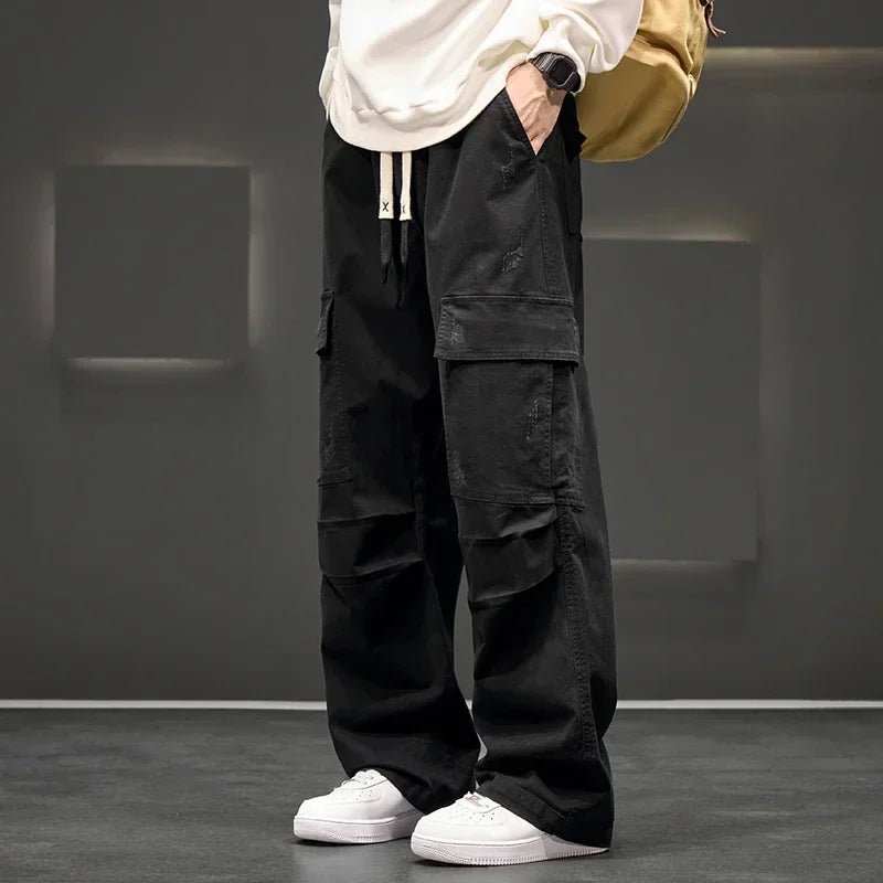 Men's Cargo Trousers Multiple Pockets Straight Leg