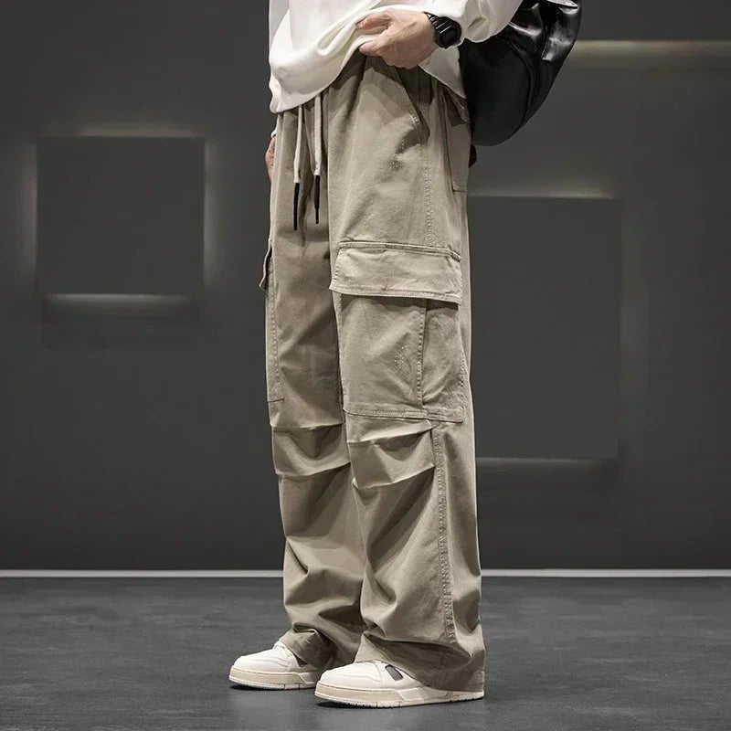 Men's Cargo Trousers Multiple Pockets Straight Leg