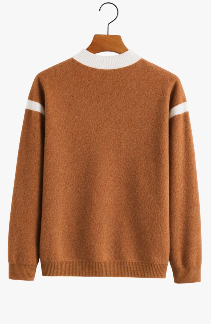 Men's Cashmere Crewneck Jumper Ribbed-Trim Relaxed Fit