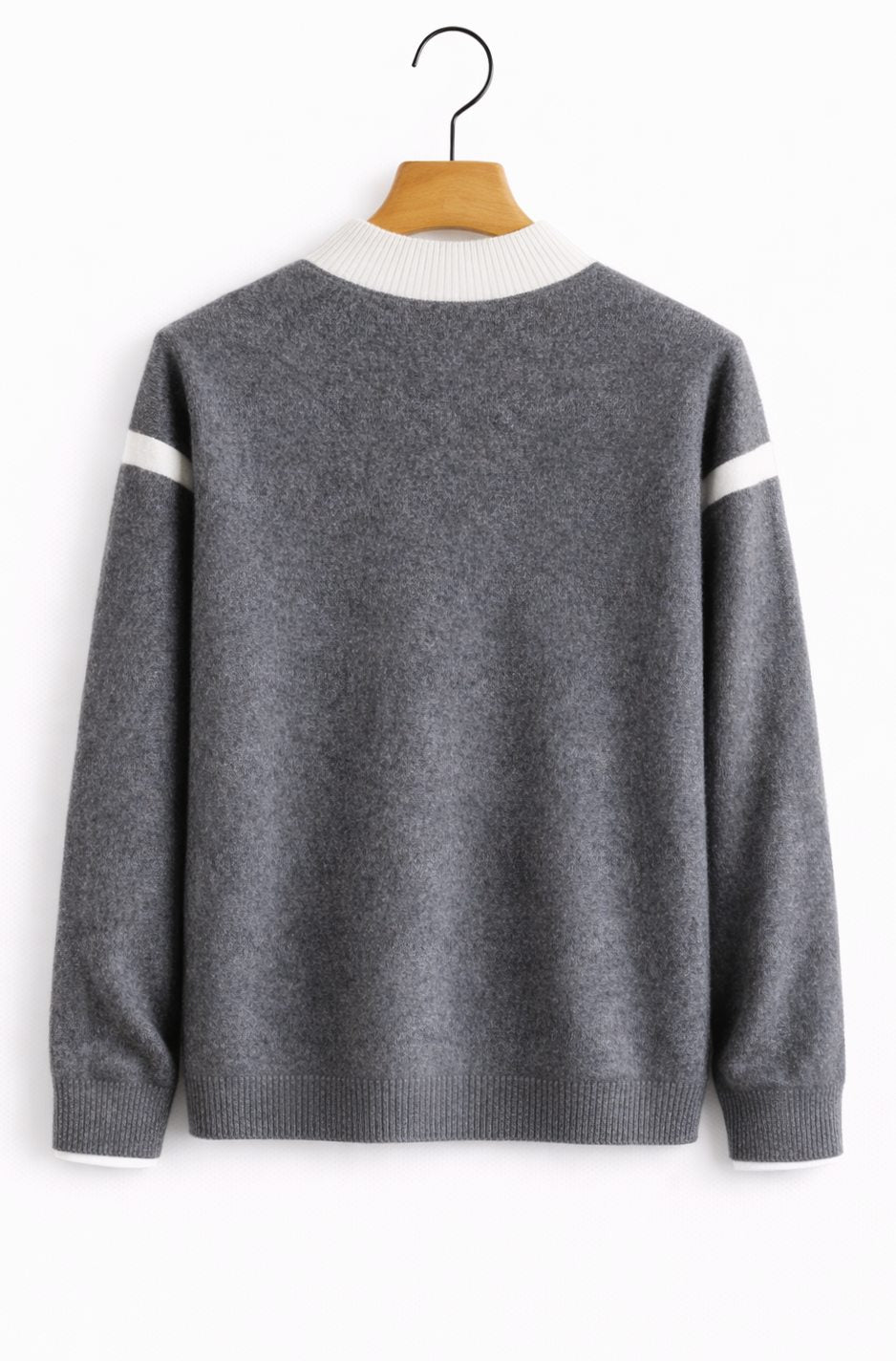 Men's Cashmere Crewneck Jumper Ribbed-Trim Relaxed Fit