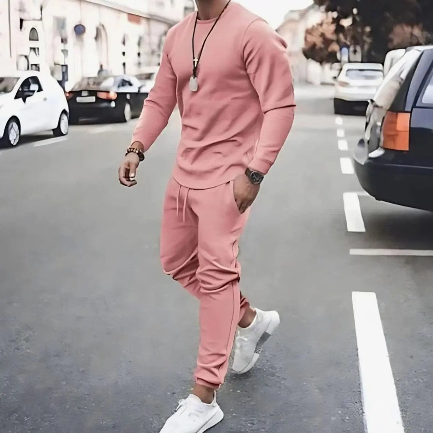 Men's Casual Long-Sleeve Two Piece Tracksuit Jogger Set