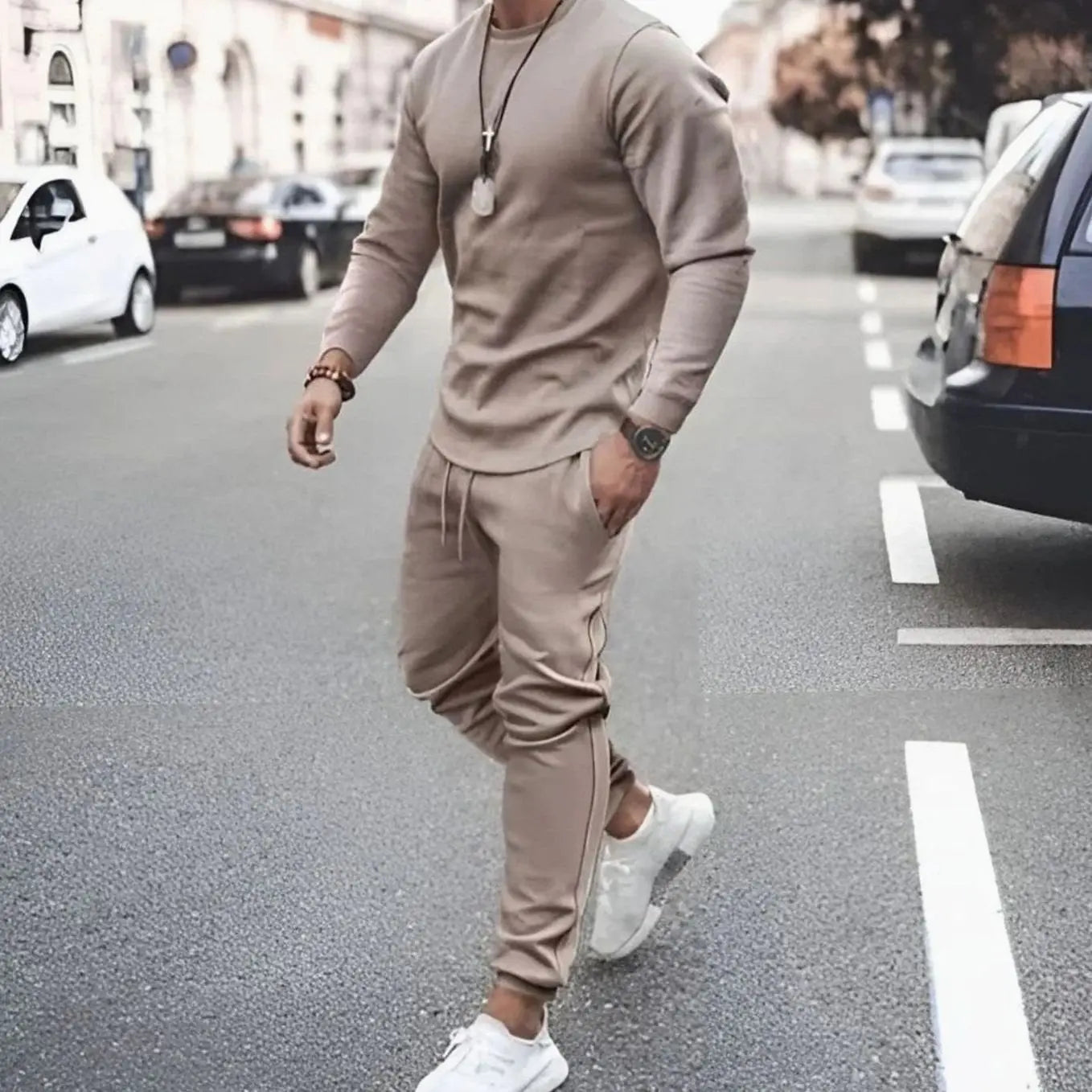 Men's Casual Long-Sleeve Two Piece Tracksuit Jogger Set