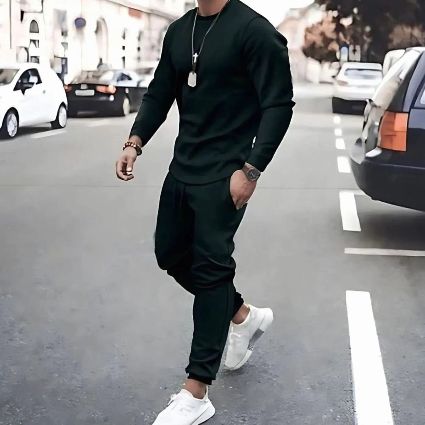 Men's Casual Long-Sleeve Two Piece Tracksuit Jogger Set