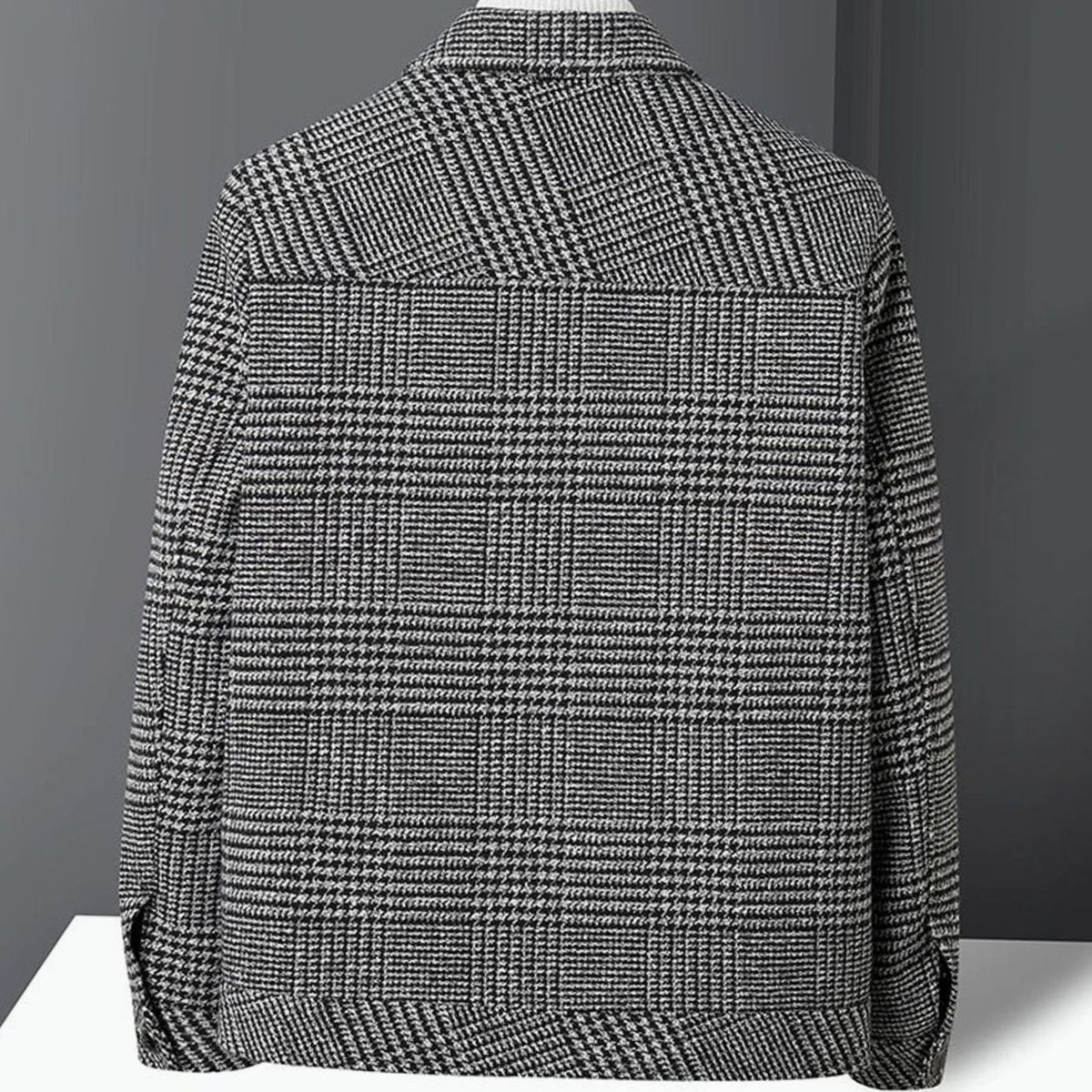 Men's Checked Wool-Blend Button-Up Overshirt Jacket