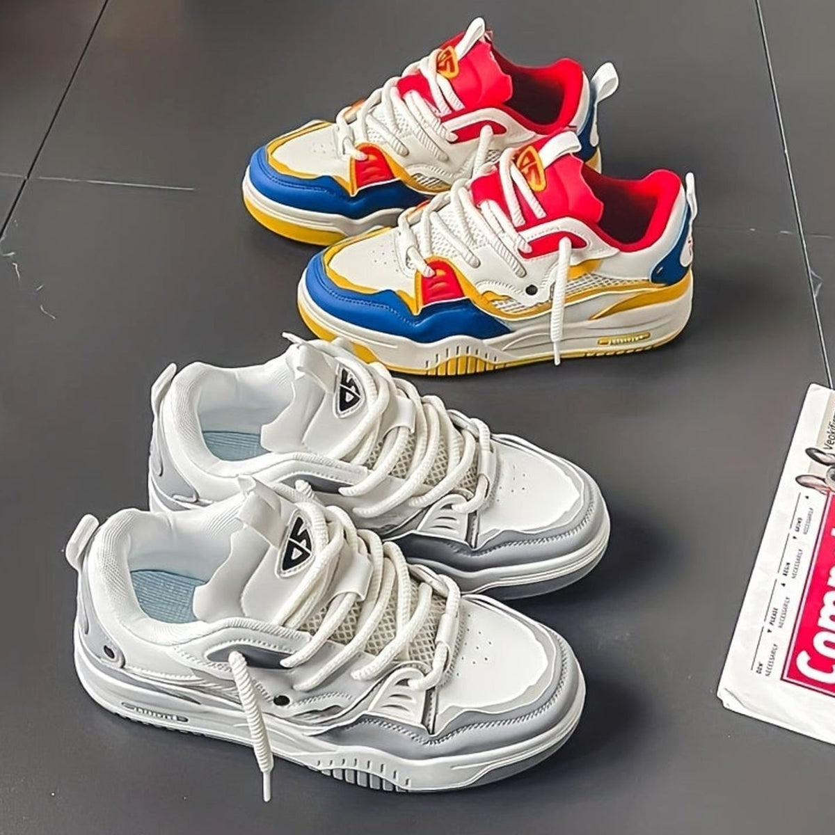 Men's Chunky Low-Top Lace-Up Casual Trainers