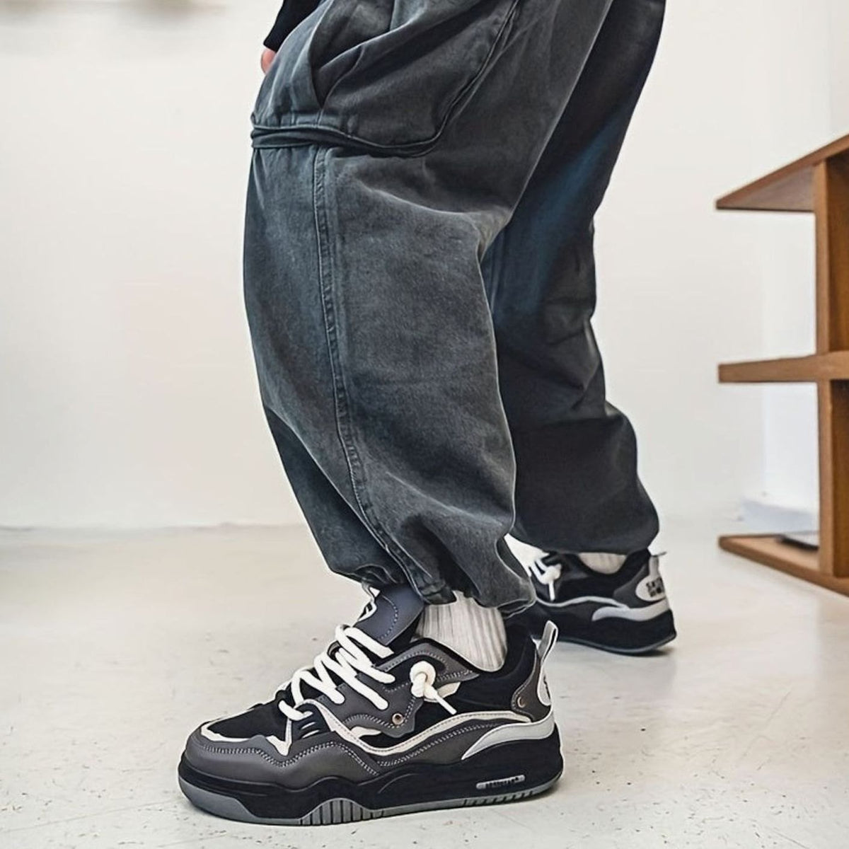 Men's Chunky Low-Top Lace-Up Casual Trainers
