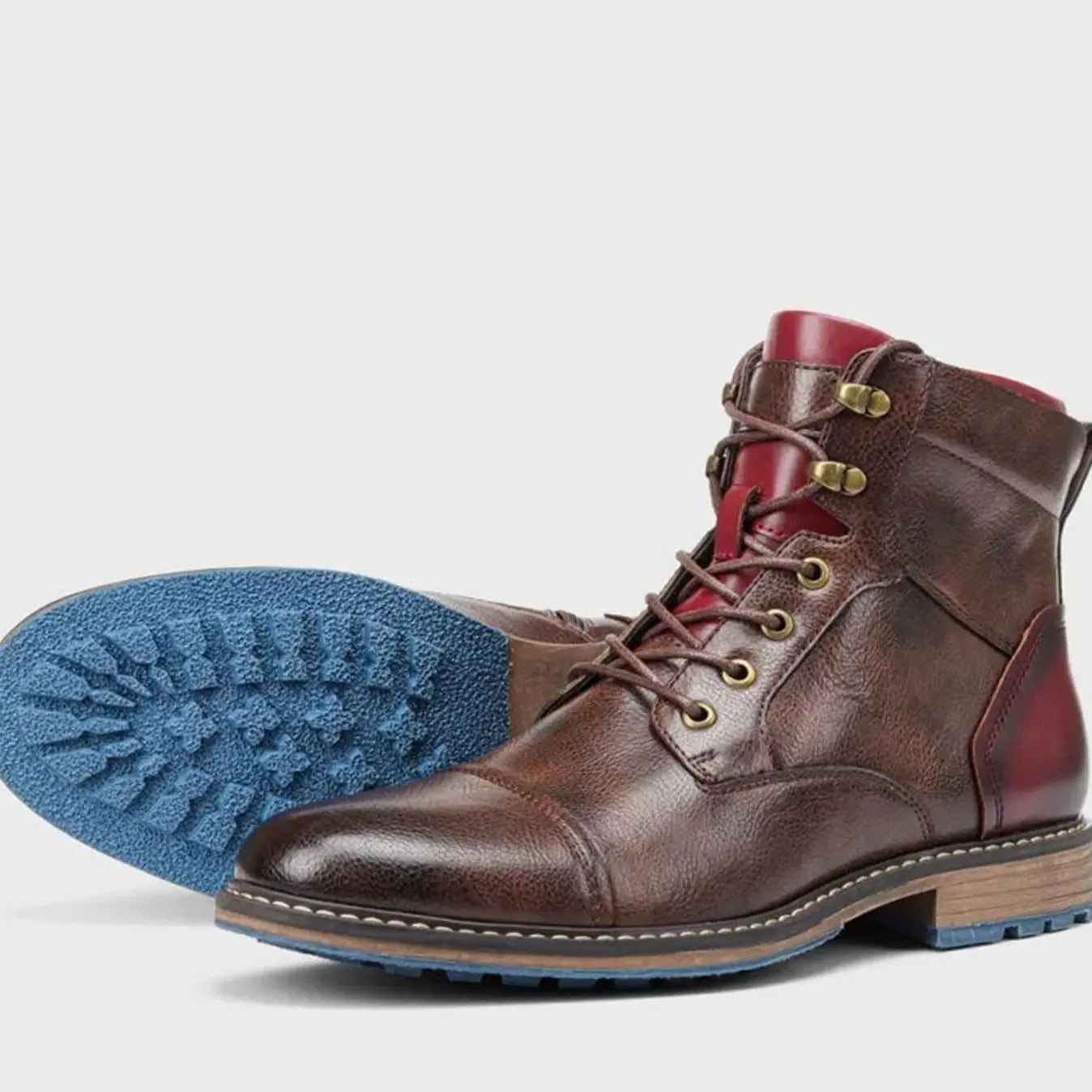 Men's Classic Zip Lace-Up Leather-Look Ankle Boots