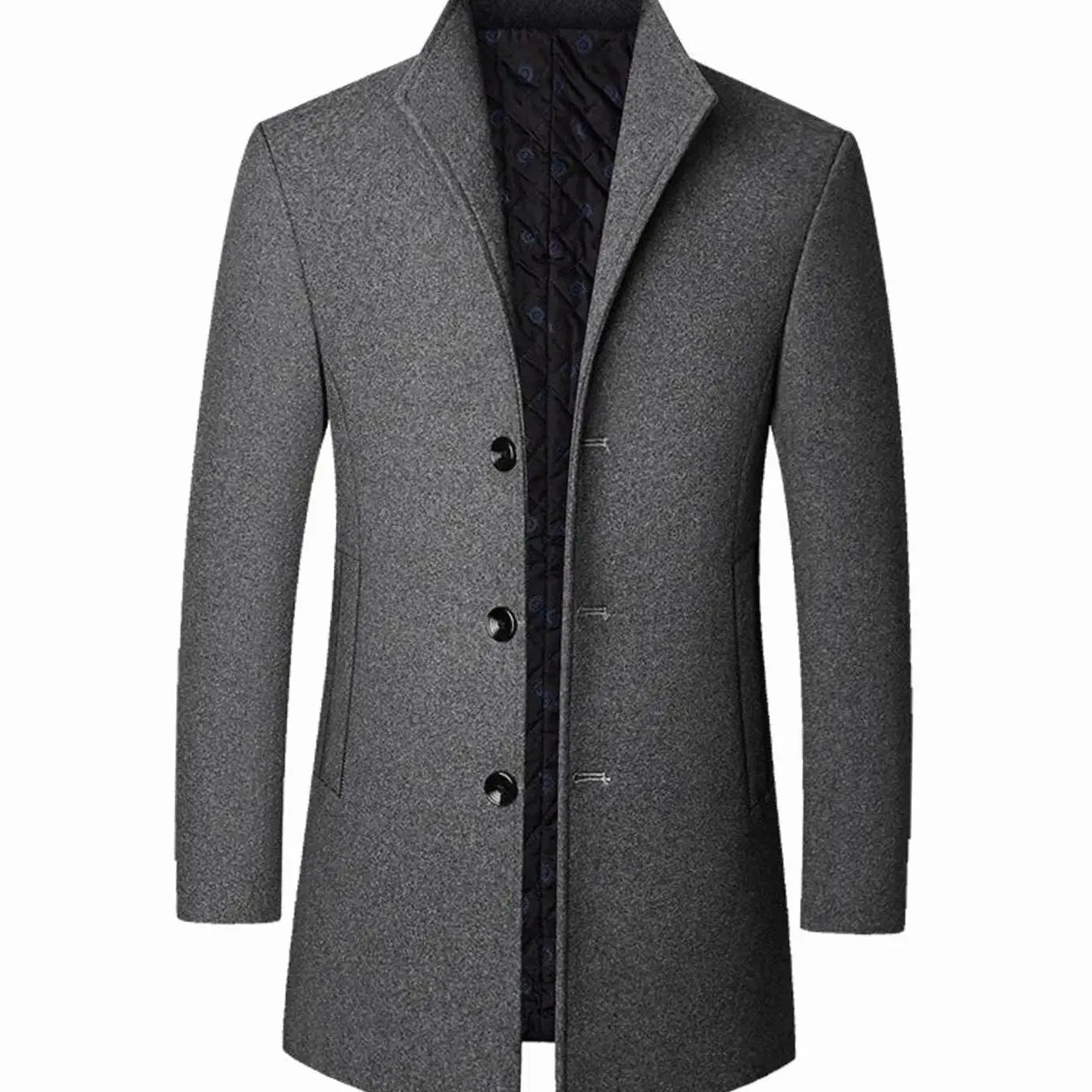 Men's Cold Weather Tailored Wool-Blend Overcoat - Grey