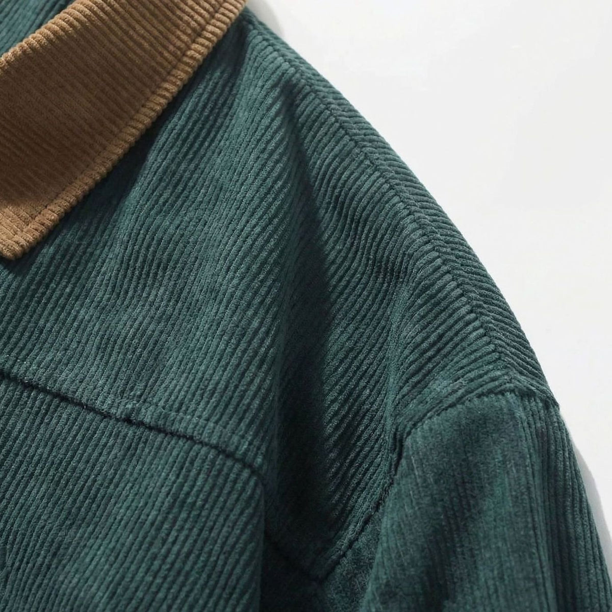 Men's Corduroy Contrast-Collar Full-Zip Harrington Jacket