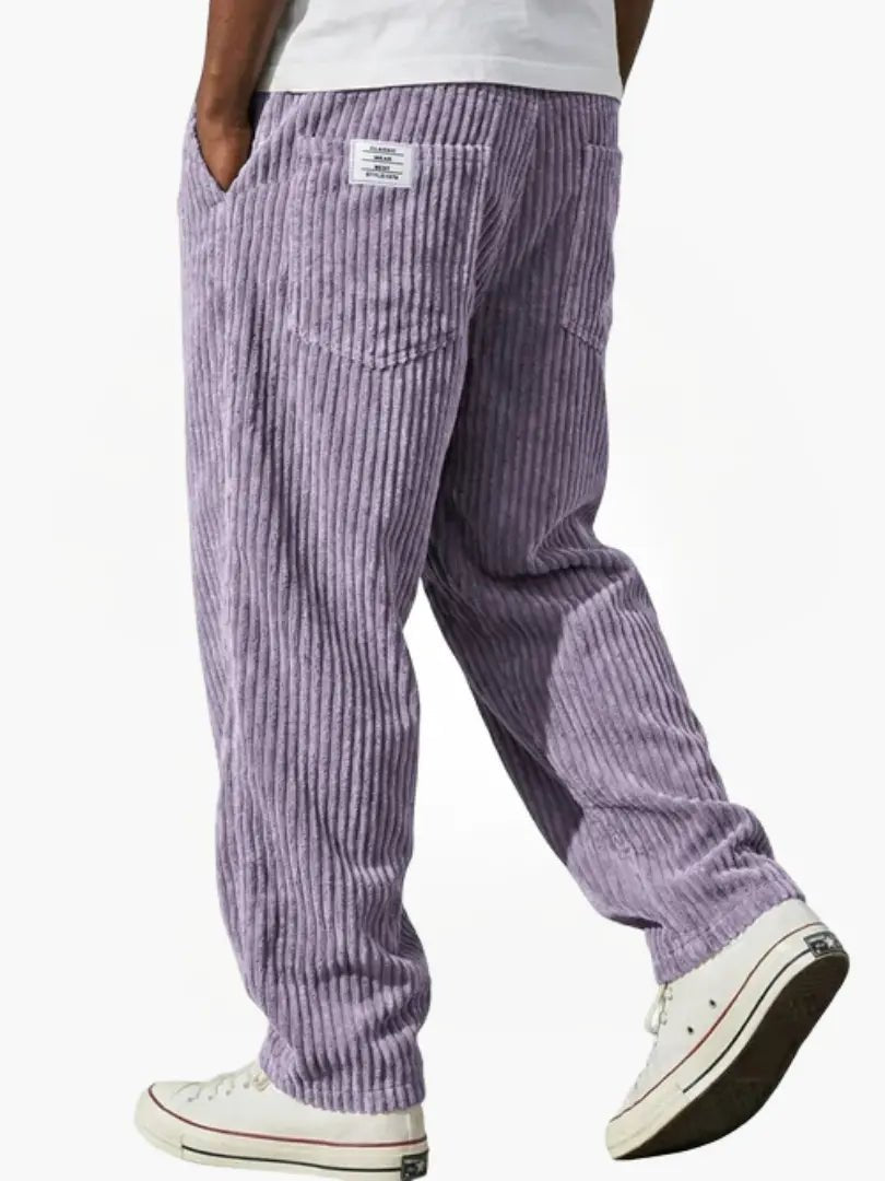 Men's Corduroy Trousers Relaxed Fit Drawstring - Lila