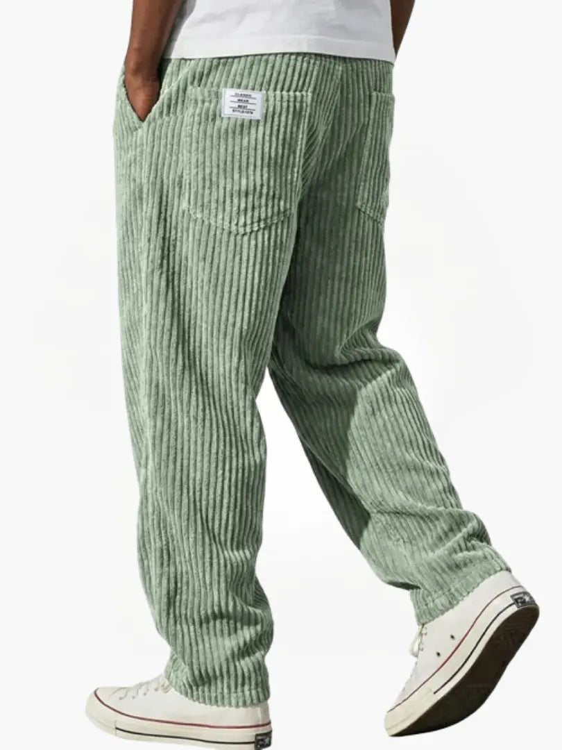 Men's Corduroy Trousers Relaxed Fit Drawstring - Hellgrün