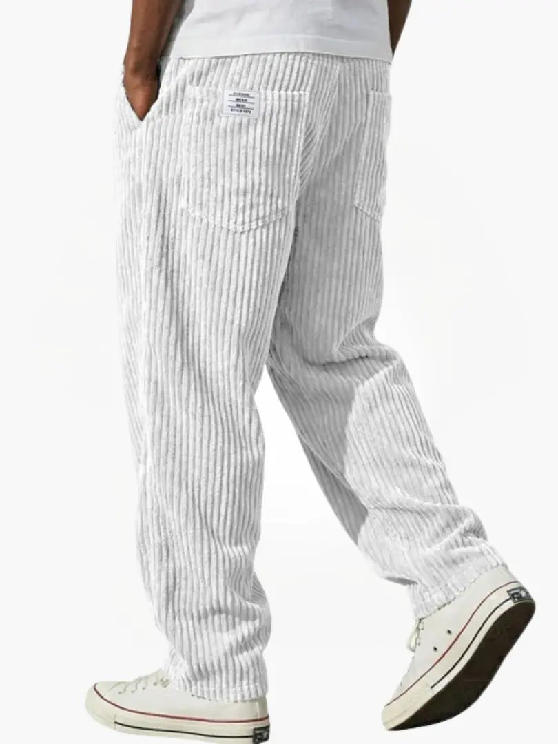 Men's Corduroy Trousers Relaxed Fit Drawstring - Weiß