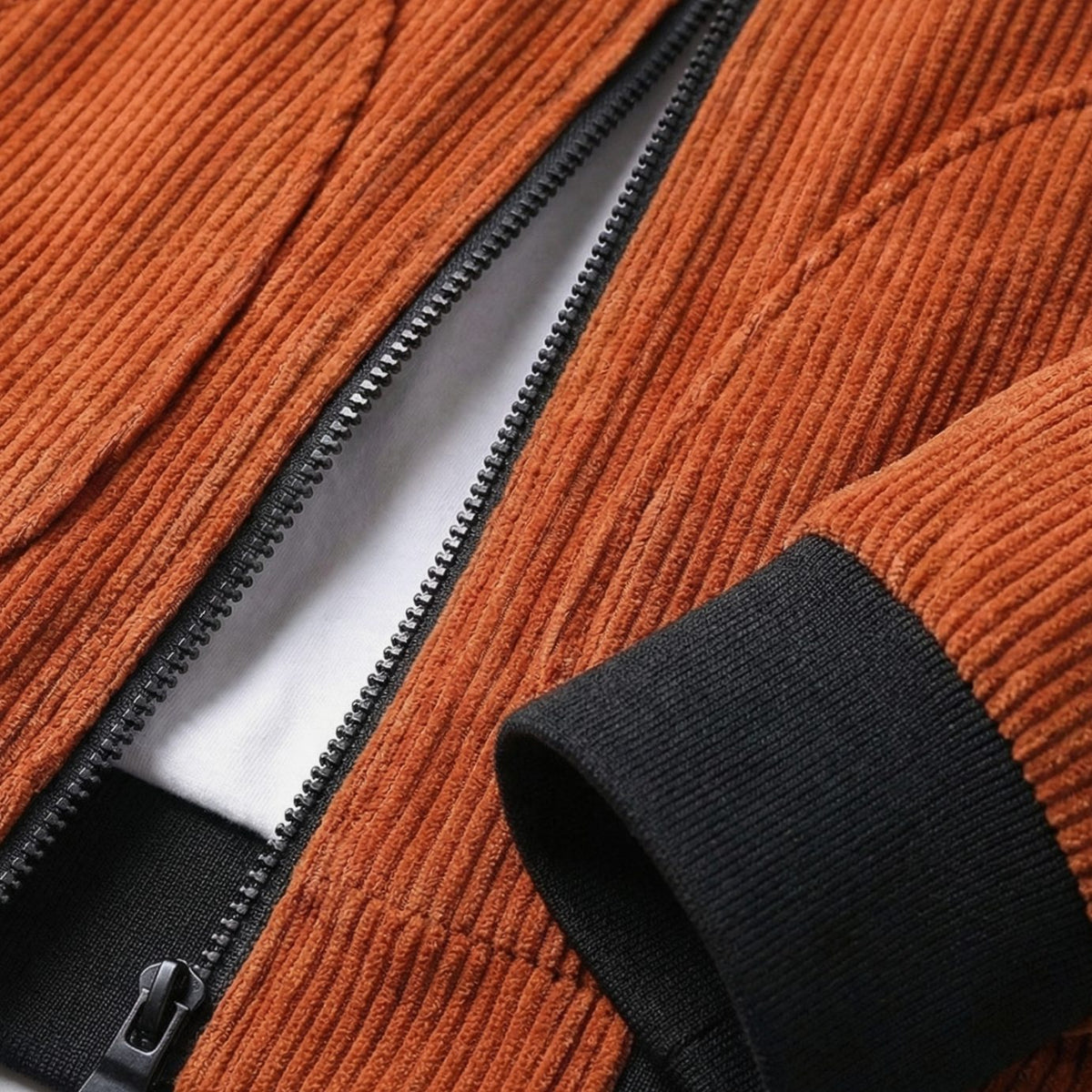 Men's Corduroy Zip-Up Collared Casual Jacket