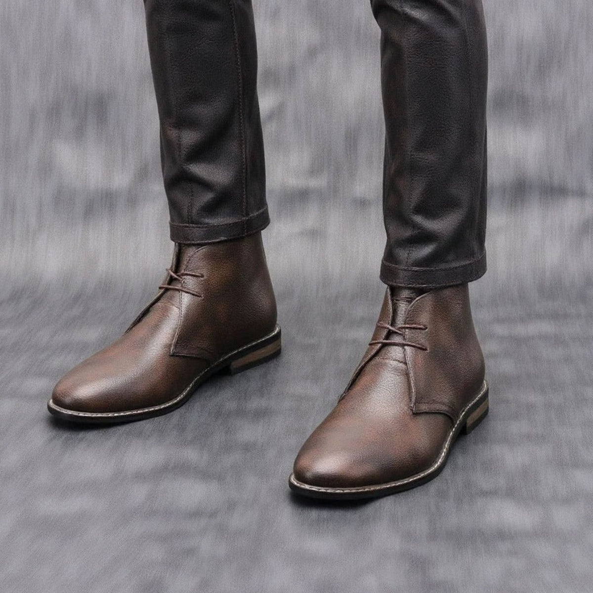 Men's Cowhide Leather Lace-Up Chukka Boots