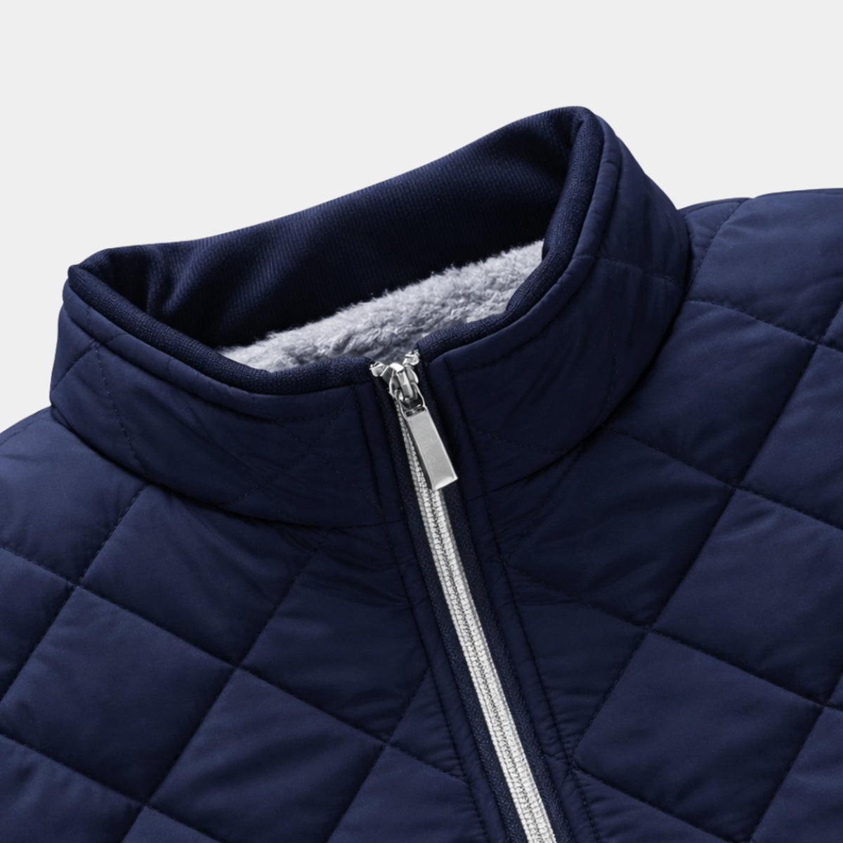 Men's Diamond-Quilted Fleece-Lined Zip-Up Winter Jacket