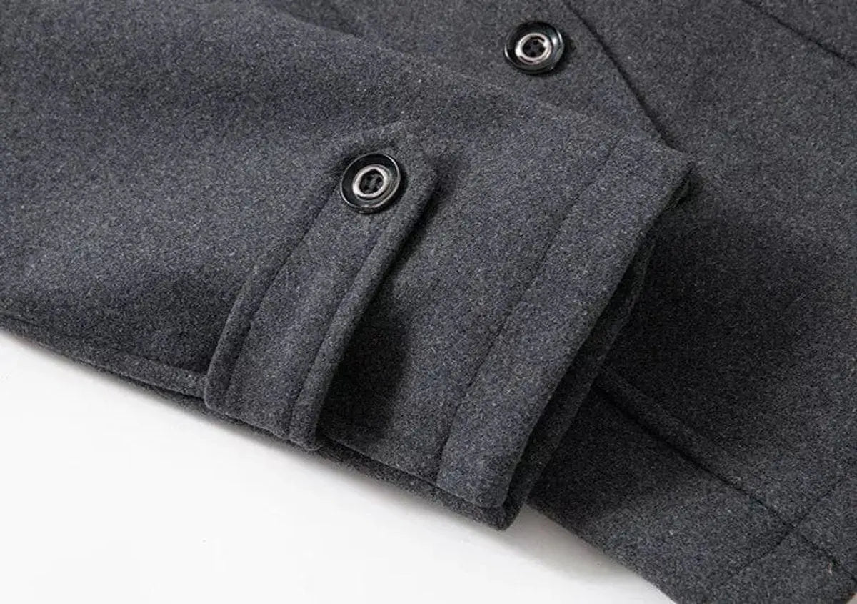 Men's Double-Layer Wool Blend Winter Coat Knit Collar