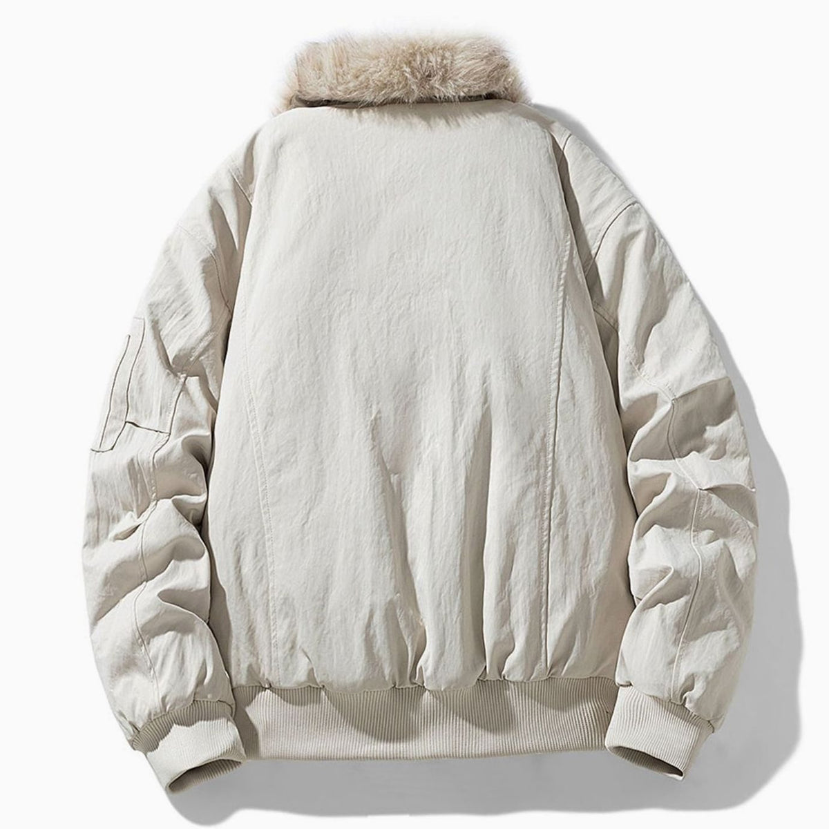 Men's Faux Fur Lined Wind-Resistant Zip-Up Bomber Jacket