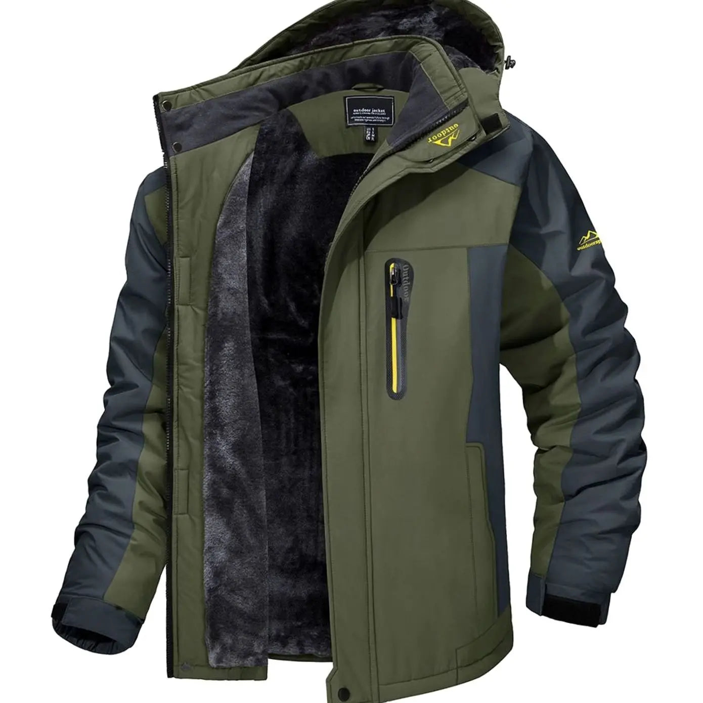 Men's Fleece-Lined Hooded Insulated Winter Jackets - Army Green