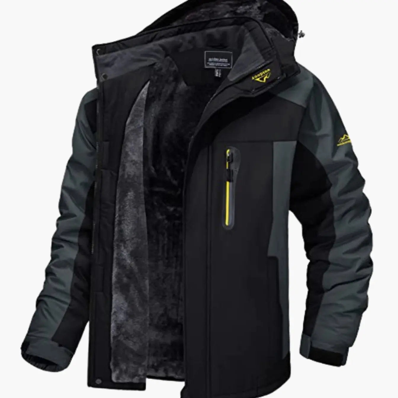 Men's Fleece-Lined Hooded Insulated Winter Jackets - Black