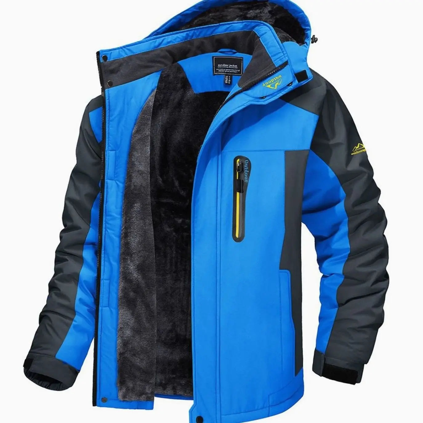 Men's Fleece-Lined Hooded Insulated Winter Jackets - Light Blue