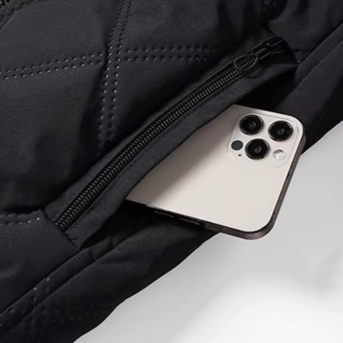 Men's Fleece-Lined Quilted Windproof Winter Jacket